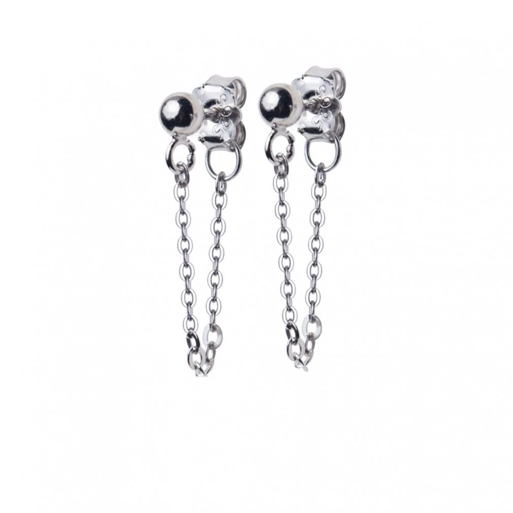 Bijoux fins boucles d'oreilles à clous chaîne en bâton