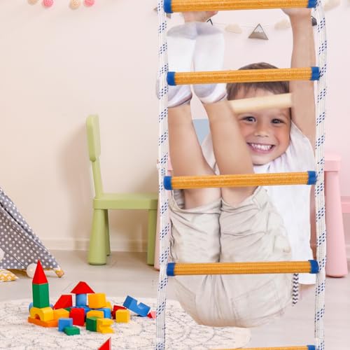 DAJAVE Strickleiter Feuerfeste Rettungsleiter 2M, Schwer Entflammbare Feuerleiter Sicherheitsleitern mit Karabinern, Feuerleitern Schnellen für Outdoor Balkon Fenster, Tragfähigkeit bis 900 kg