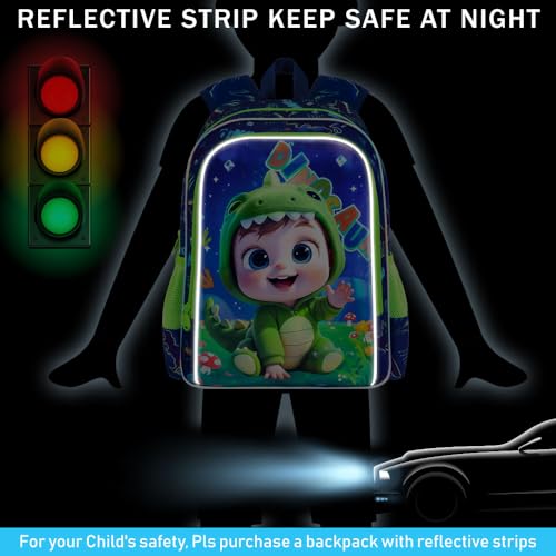 Image of WZLVO 3PCS Dinosaur Bookbag for Boys, 16 inch Cool UV Printing Kids Backpack /School Bag with Lunch Box & Pencil Bag for Preschool to Elementary - Boy Wearing Dinosaur Costume