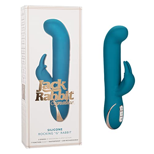 CalExotics Jack Rabbit Signature Collection Rocking G Rabbit – Waterproof Silicone Vibrator Sex Toys for Couples – Luxury Adult G Spot Massager - Teal
