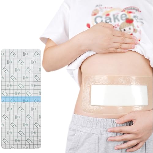 C-Section Waterproof Abdominal Incision Bandages Post Hysterectomy Tummy Tuck Shower Protector Scar Cover with Protective Pad Patches Island Dressing Tapes Large Wound Care Supplies 4x10 Pack of 14