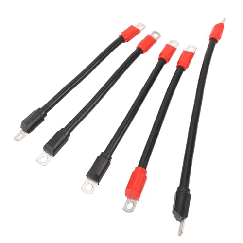 HELEVIA Cartero de Batería Kit de Cable de Cable de Calibre 4 Cableado de Cobre Puro con Orejetas de Alambre Universales para Carros de de 36V 48V, Terminal de (Conector negro y rojo)