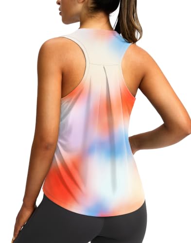 Image of Women's Workout Tops Racerback Athletic Tank Tops Sleeveless Loose Fit Yoga Running Gym Shirts for Women