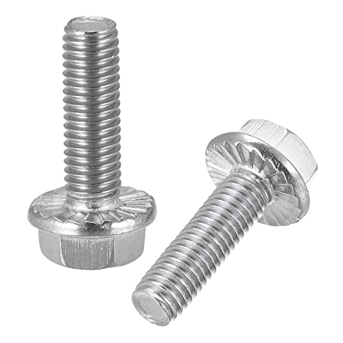 Image of uxcell M8x25mm Hex Serrated Flange Bolts Screws Metric Thread 304 Stainless Steel 10pcs