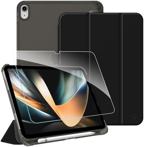 Fintie Hülle & schutzfolie-Set für iPad A16 11./10. Generation 2025/2022 | für iPad 11/10,9 Zoll, Integrierter Stifthalter, matt durchsichtige Rückseite, Klappständer, Auto-Wake/Sl