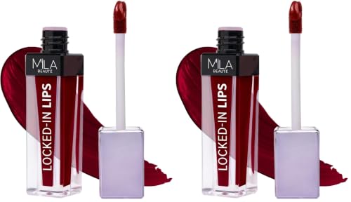 Image of MILA BEAUTE Locked In Lips Liquid Lipstick |12 Hour Transfer Proof Formula with Hyaluronic Acid | Highly Pigmented Lipsticks | Shade - (Pack of 2)