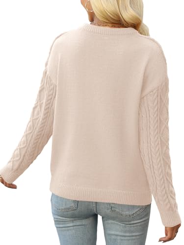Womens Chunky Knit Sweaters 2025 Fall Winter Crew Neck Pullover Long Sleeve Warm Tops2