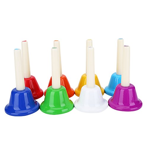 Fafeims 8-Note Hand Bells Bunte Metall Kid Musical Handbells Musikpädagogisches Instrument Spielzeug