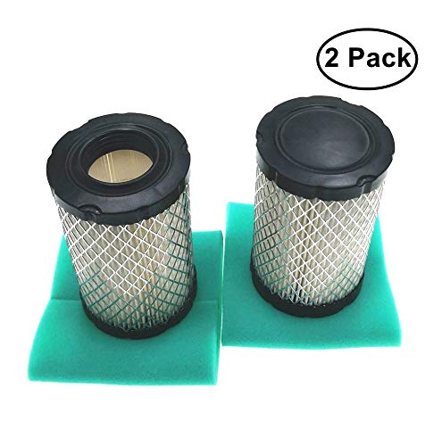 MOWFILL 2 Pack 796031 Air Filter Replace for BS 992376 590825 591334 594201 OEM Air Cleaner Cartridge with 797704 Pre Filter Fits Lawn Mower Air Cleaner Element