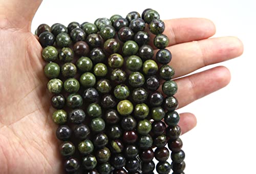 Qiwan Natural Round Loose Beads Jewelry Making Diy Bracelet Necklace Material 1 Strand 15 Inches (8Mm, Natural Dragon Blood Jasper Gemstone) #TOP2