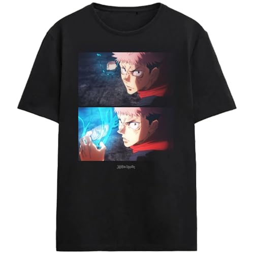 Bioworld Jujutsu Kaisen Yuji Screens Adult Black Short Sleeve Tee
