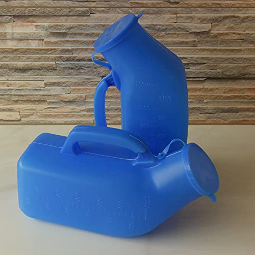 YUMSUM Urinals for Men,YUMSUM Portable Urinal 1200ml/34 Ounce for Hospital Camping Car Travel Home 2 Pack (Blue) - Thumbnail 5