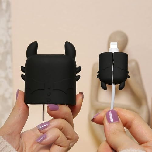 Image of Cartoon 3D Design Protective Case Compatible with Apple 18W - 20W USB-C Power Adapter Charger, Protective Cover for iPhone 18W & 20W Power Adapter Charger with Wire Saver. (Toothless)