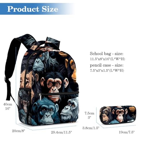 Cartable sac à dos étudiants grand volume et trousse à crayons multicolore