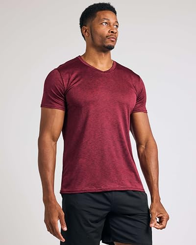 Real Essentials 5 Pack: Men’s V-Neck Dry-Fit Moisture Wicking Active Athletic Tech Performance T-Shirt