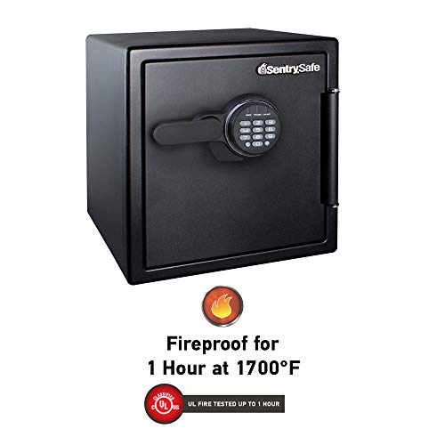 SentrySafe SFW123EU Fireproof Waterproof Safe with Digital Keypad, shelf and tray, 1.23 Cubic Feet