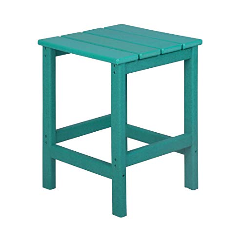 Westintrends Outdoor Side Table, All Weather Poly Lumber Adirondack Small Patio Table Square End Table For Pool Balcony Deck Porch Lawn Backyard, Turquoise #TOP7