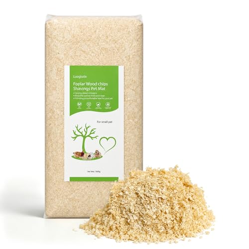 Luoglude 35oz Natural Aspen Wood Pet Bedding Low Dust Odor Control & Ultra Absorbent Shavings for Hamsters Parrots Guinea Pigs & Small Animals