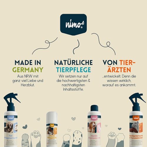 nimo® Welpen Shampoo sensitiv | ohne Duftstoffe & pH-Neutral mit Kollagen | für alle Hunderassen und Sensible, allergische Welpen | für bessere Kämmbarkeit & glänzendes Fell, 100% tierleidfrei