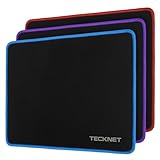 TECKNET Mauspad, 3 Pack Mousepad 270 x 210 mm, wasserdichte Gaming Mauspad Mausmatte mit vernähte Kanten, rutschfeste Gummiunterseite, Glatte Oberflächen, Geeignet für Computer, Laptop und PC