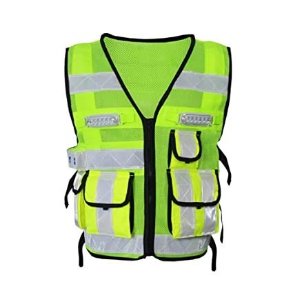 Salut Vis réfléchissant Cyclisme Course à Pied Gilet/Gilet - Gilet de sécurité Veste Moto Manches Reflective Salut Viz Mesh Haute visibilité Vis Gilets réfléchissants Gilet de sécurité Multi-Poches Cover