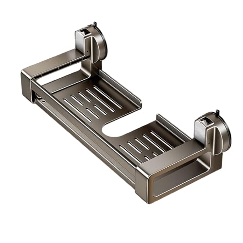 Organizador de ducha, estante de ducha con ventosa, estante de baño montado en la pared, diseño de ventosa fuerte, fácil de instalar, 40 x 14 x 9 cm, para almacenamiento de champú y jabón
