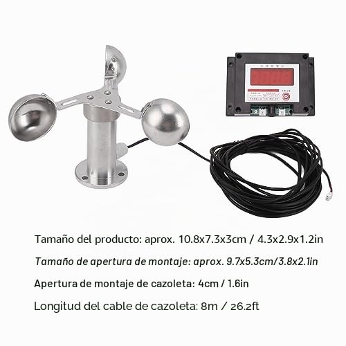 Anemómetro de Grúa Torre, Alarma, Medidor de Velocidad del Viento, Estación Meteorológica con 3 Tazas, Amplio Rango de Medición, Duradero para la Medición de la Velocidad del