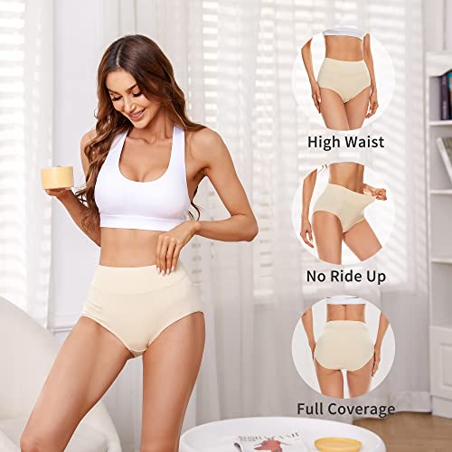 Cleainkorte Women's Cotton Underwear High Waisted Stretch Briefs Ladies Full Coverage Panties (Regular & Plus Size) #TOP1
