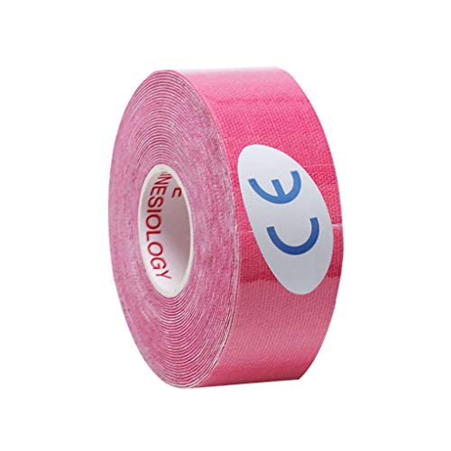kongnijiwa Elástica Muscular Cinta de Soporte Deportes Esparadrapo Gym Fitness Muscular del músculo Vendaje de la Correa, 2.5cmx5m Rosa