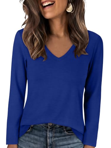 Image of ANRABESS Long Sleeve Shirts for Women Wrinkle Free V Neck Fall Top
