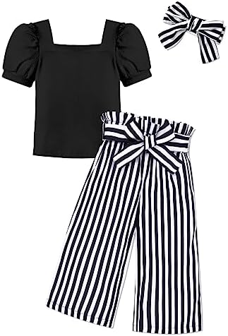 Girls Clothes Set Kids Summer Outfit Sleeveless Tie Knot Tank Top and Shorts 2 Pcs Clothing Sets 5-14 Years