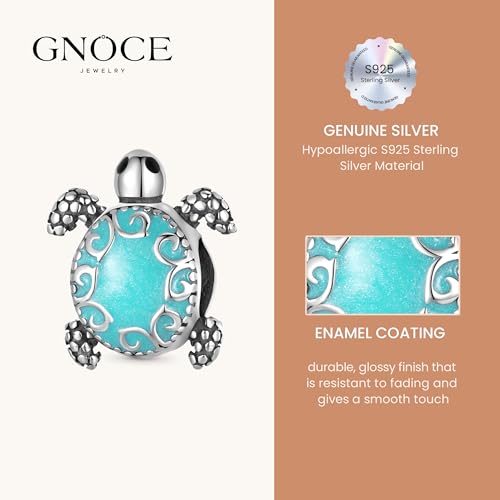 Image of GNOCE Ocean World Cute Animal Charm Beads,925 Sterling Silver Dangle Charms Fit Bracelets & Necklace, Hand-Finished Keepsake Travel Jewelry Gift for Women Men BBF