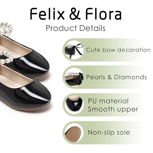 Image of Felix & Flora Girls Toddler Little Ballet Shoes - Flower Girls Mary Jane Flats Dress Shoes Party Wedding