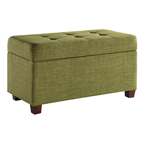 OSP Home Furnishings Metro Tufted Rectangular Storage Ottoman with Padded Upholstery and Soft Closing Hinges, Green Fabric #1