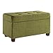 OSP Home Furnishings Metro Tufted Rectangular Storage Ottoman with Padded Upholstery and Soft Closing Hinges, Green Fabric