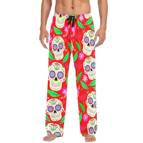 Sugar Spirits Men's Cotton Pajama Pants with Pockets and Drawstring Comfortable and Stylish,S2