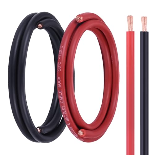 Image of 6 AWG Battery Cable 5FT Red+Black for Automotive, Marine and Solar | Pure Copper Wire, OFC Wire