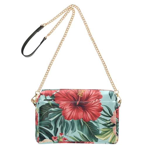 susiyo Hibiscus Flowers Pattern Crossbody Bags for Women PU Leather Crossbody Purse Small Shoulder Handbag Purses for Girls