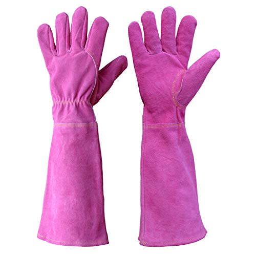 Rose Pruning Gloves for Women.Thorn Proof Cowhide Leather Gardening Gloves with Long Cowhide