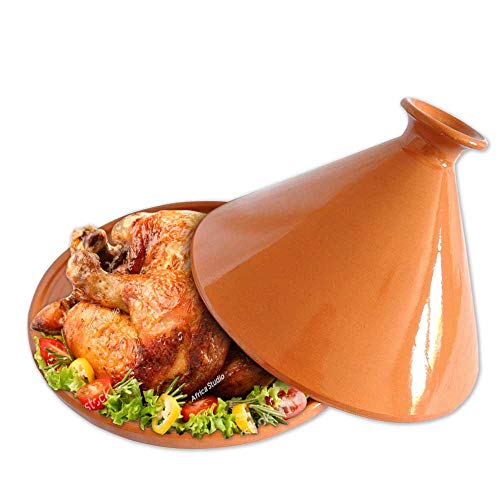 Raphael Rozen Tagine Cooking Pot Original Handmade Clay 10 Quart Cooking Dish Family Size Recipe Book