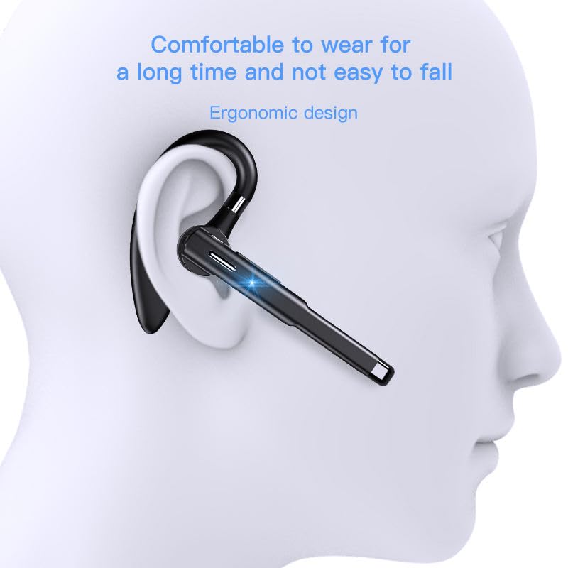 Image of Bluetooth Earpiece V5.1 Headset with LED Charging Case, Waterproof Hands-Free Wireless Earphone for Business, Office & Driving, Noise Cancelling Mic, Compatible with Android /iPhone Devices