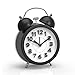 PiLife 3" Mini Non-ticking Vintage Classic Analog Alarm Clock with Backlight , Battery Operated Travel Clock, Loud Twin Bell Alarm Clock for Kids(Black)