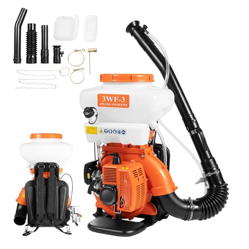 JAYGOVAN Backpack Fogger Sprayer 42CC 3.7 Gal Gas Powered Backpack Fogger 3WF-3 Mist and Duster Sprayer Agricultural Fertilizatino Spray Dusting Machine for Weeding Spraying Cleaning