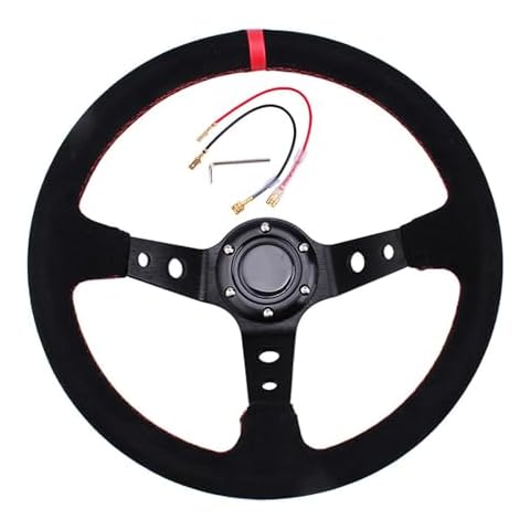 Aofesel 350mm Suede Leather Racing Steering Wheel Cover