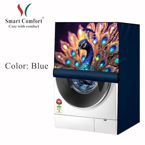 Image of Waterproof 9Kg Front Load Fully Automatic Washing Machine Cover compatible for lg /ifb /godrej /lloyd /bosch & etc Washing Machine (IFB9KBLUEPEACOCKSC07FL04)