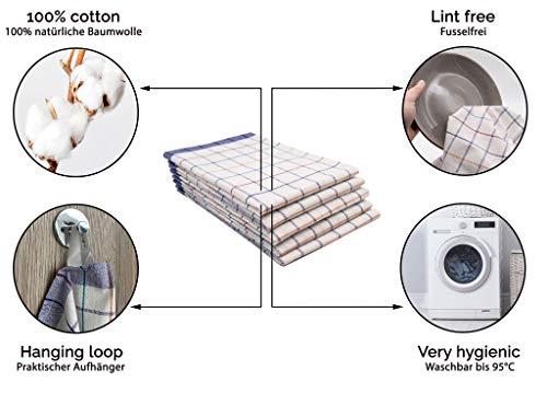 ZOLLNER 10 Strofinacci in Cotone a Quadretti Blu