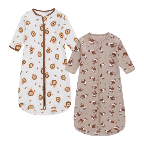 Image of 2PCS Baby Sleeping Bag, 100% Cotton Baby Wearable Blanket,Long Sleeve Sleeping Sack for Infant Toddler Kids 0-18Months