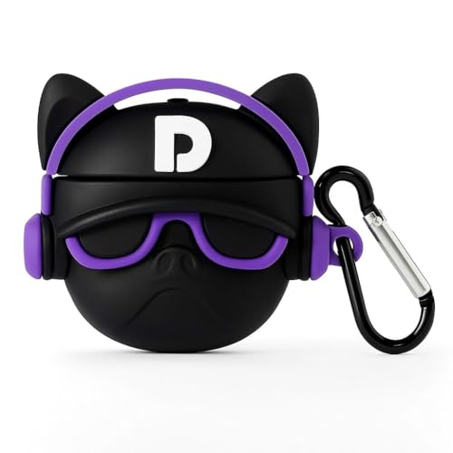 Image of Dezet Cute Soft Silicone Pouh Case for Airpods Pro GEN-2 (2022) � 3D Cartoon Animal Character Cover with Keychain Ring, Shockproof & Dustproof Protective Case for Kids & Girls (Hip HOP Purple)