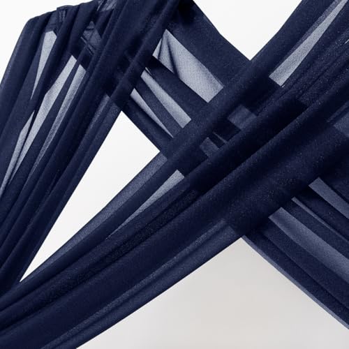 Image of MLMC Navy Blue Wedding Arch Draping Fabric 1 Panel 29 inch x 20 FT Extra Long Gauze Drapes Sheer Backdrop Curtains 6.6 Yards Airy Outdoor Drapery Panels for Wedding Bridal Shower Ceiling Decoration