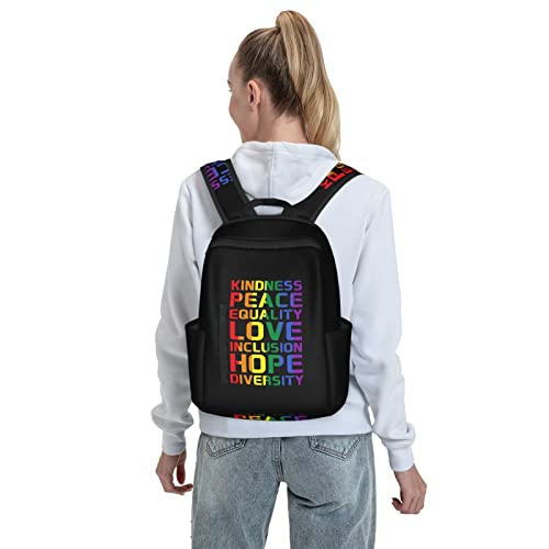 Sderdzse Kindness Equality Love Lgbtq Rainbow Gay Pride Ally Backpack Casual Shoulder Daypack Lightweight Travel Backpack For Men Women #TOP6